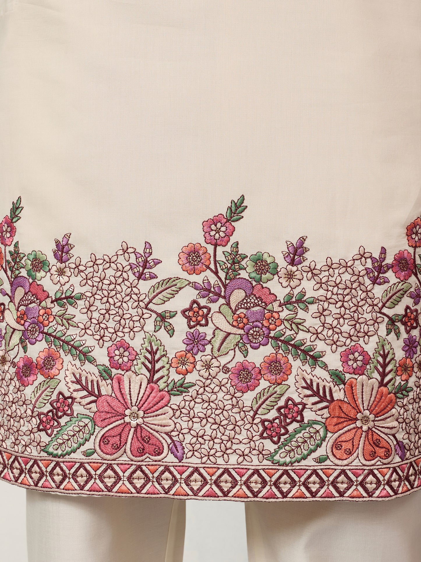 Ivory Heritage Floral Embroidered Kurta Set