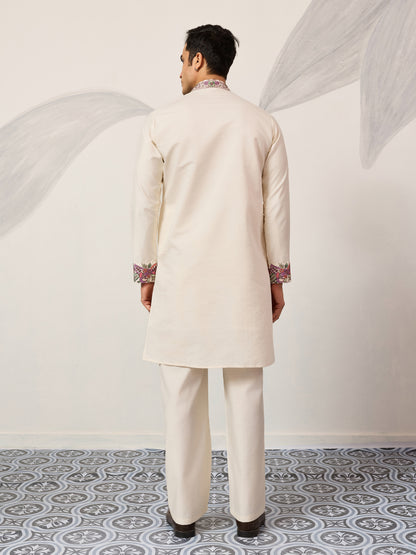Ivory Heritage Floral Embroidered Kurta Set