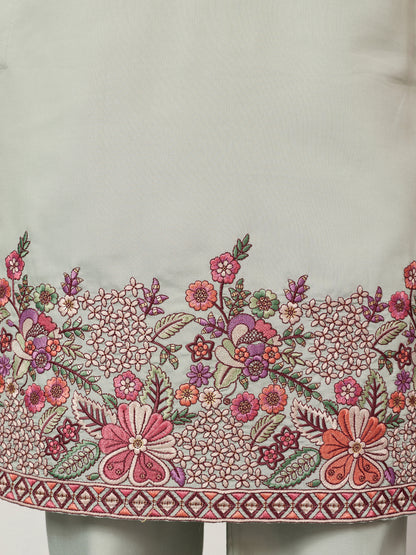 Pista Bloom Heritage Embroidered Kurta Set