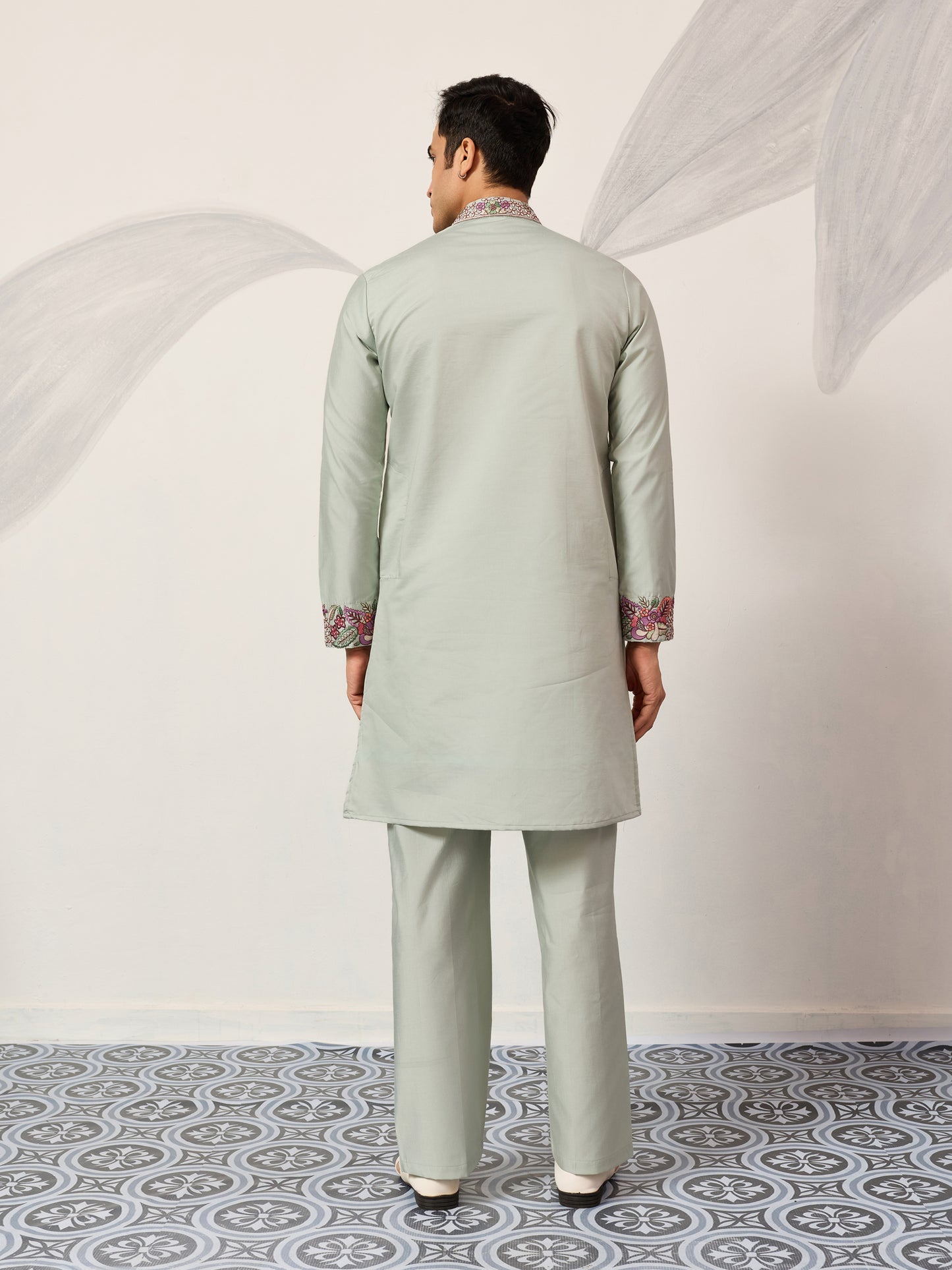 Pista Bloom Heritage Embroidered Kurta Set
