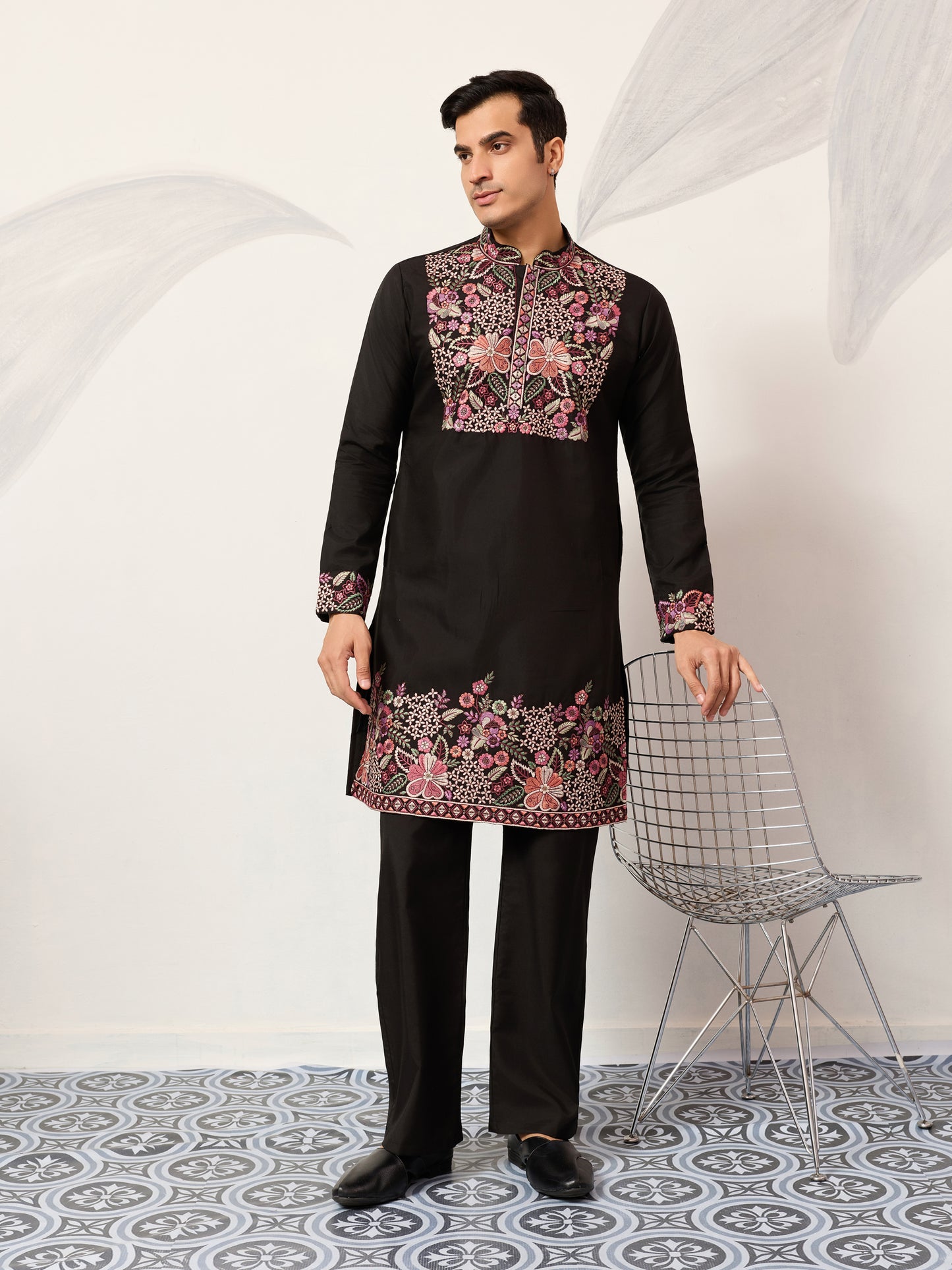 Midnight Noir Heritage Embroidered Kurta Set