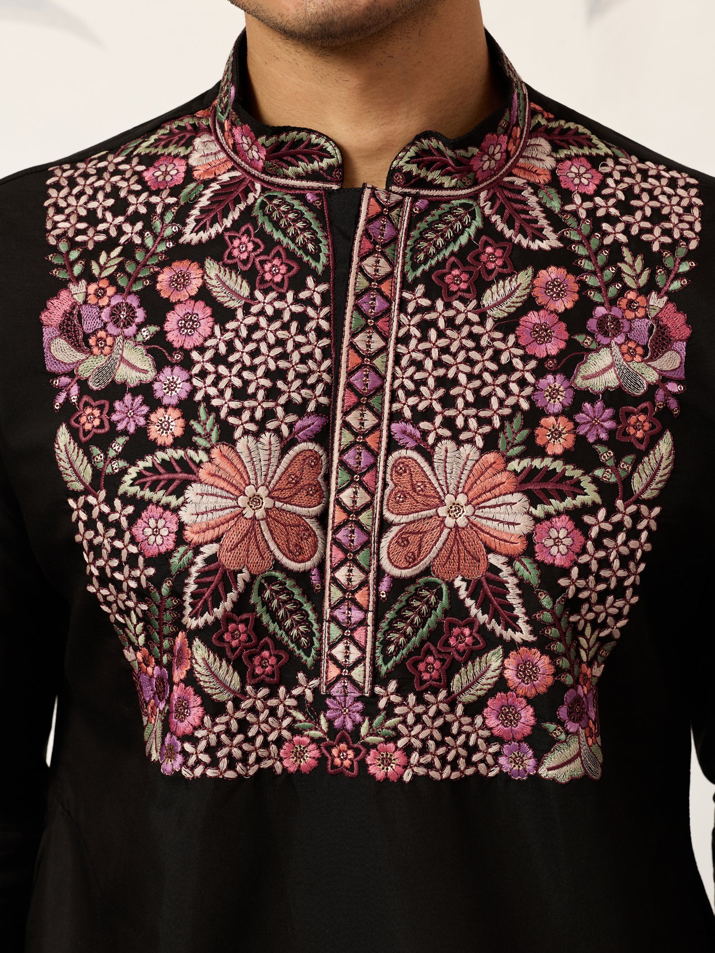 Midnight Noir Heritage Embroidered Kurta Set