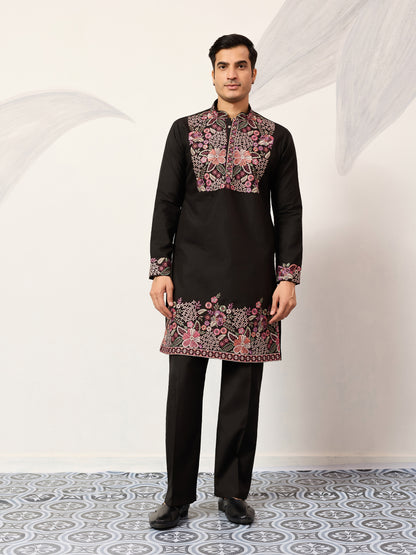 Midnight Noir Heritage Embroidered Kurta Set