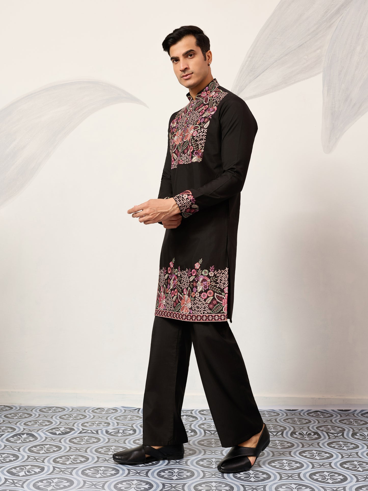 Midnight Noir Heritage Embroidered Kurta Set
