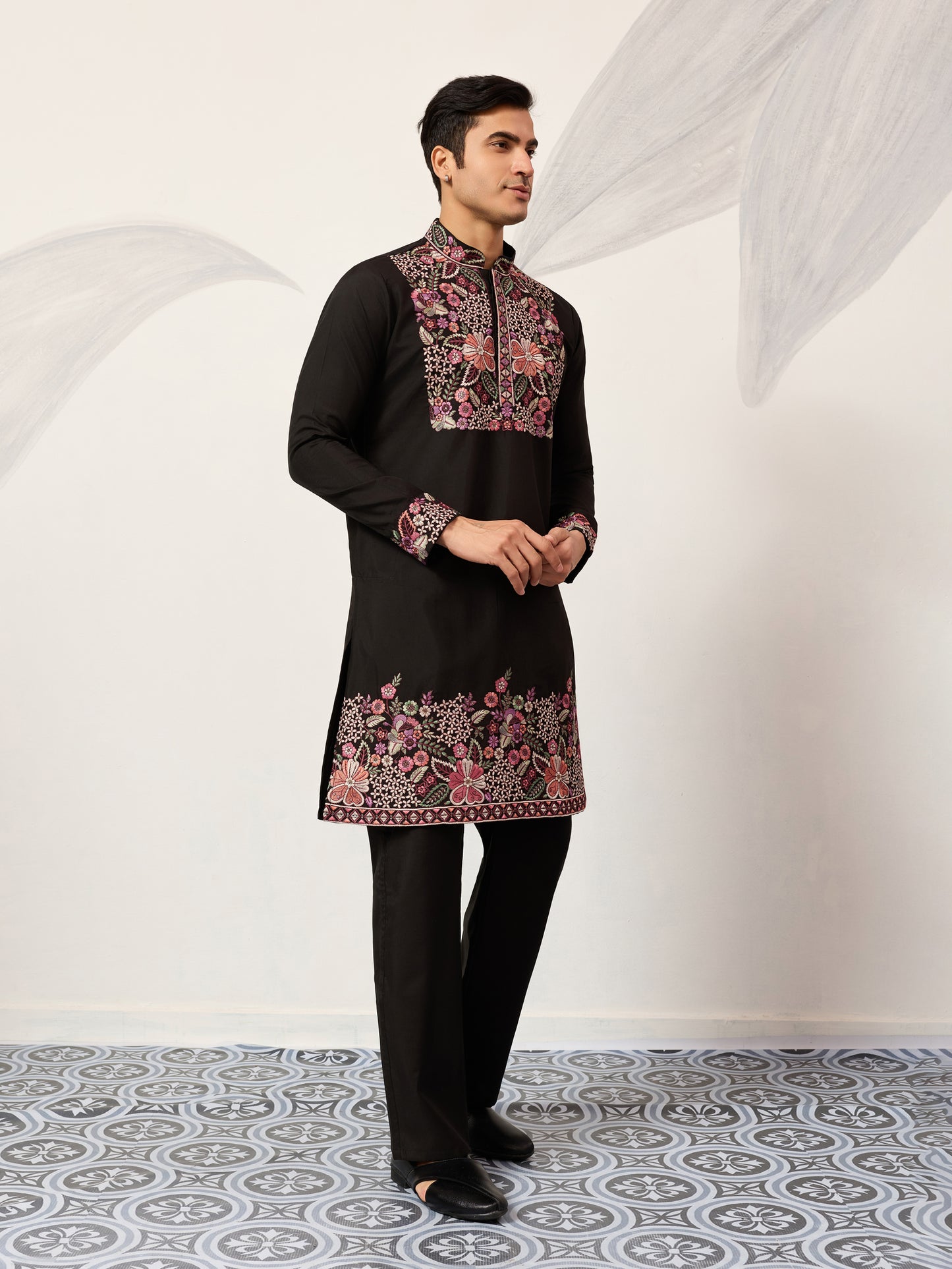 Midnight Noir Heritage Embroidered Kurta Set