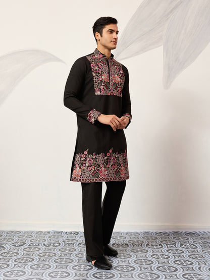 Midnight Noir Heritage Embroidered Kurta Set