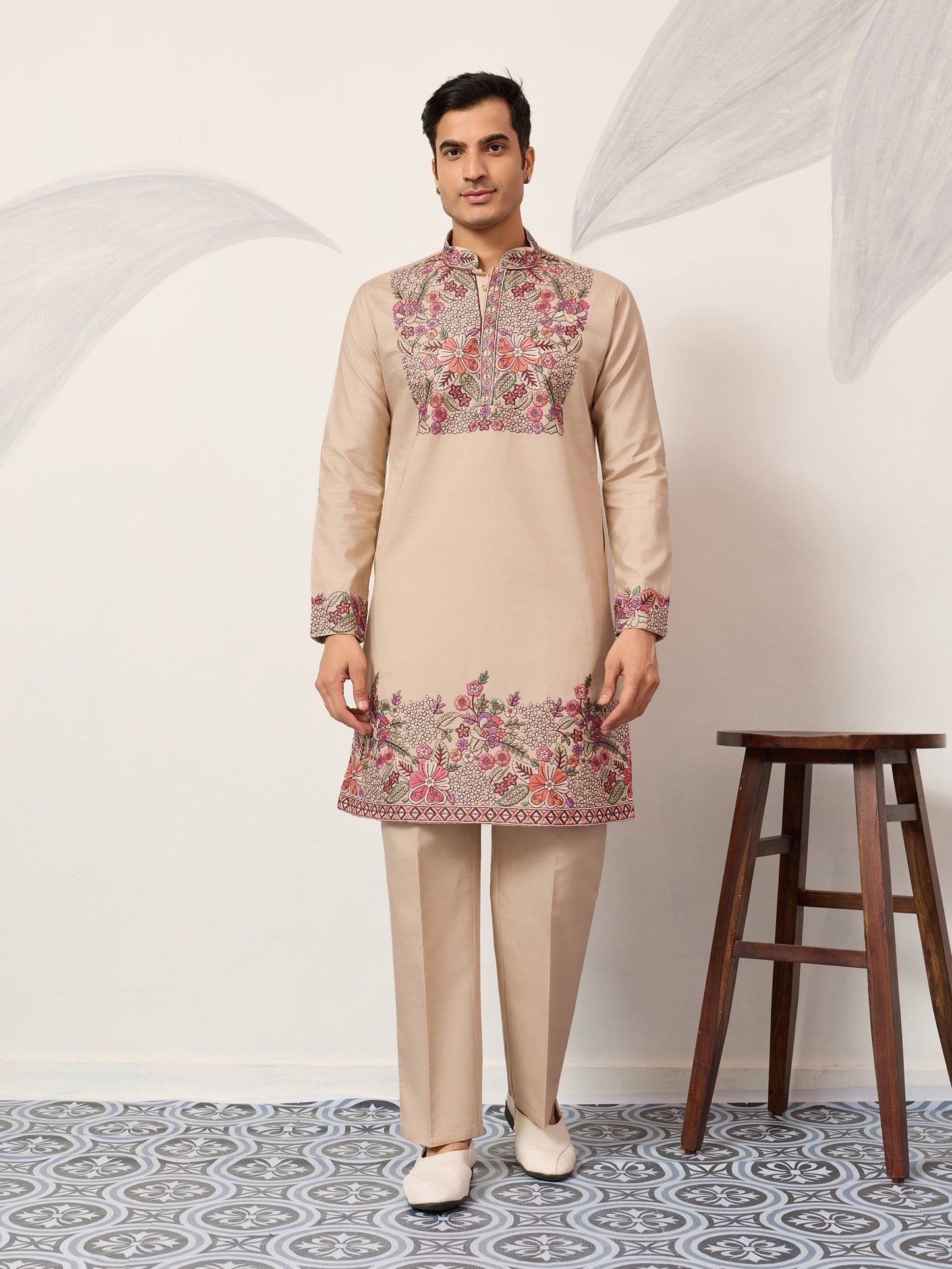 Sandstone Bloom Embroidered Kurta Set