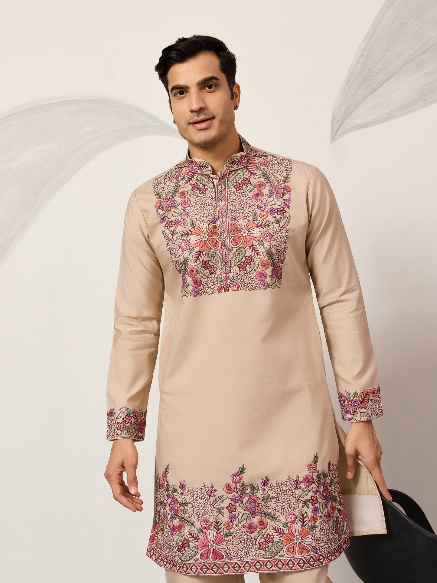 Sandstone Bloom Embroidered Kurta Set
