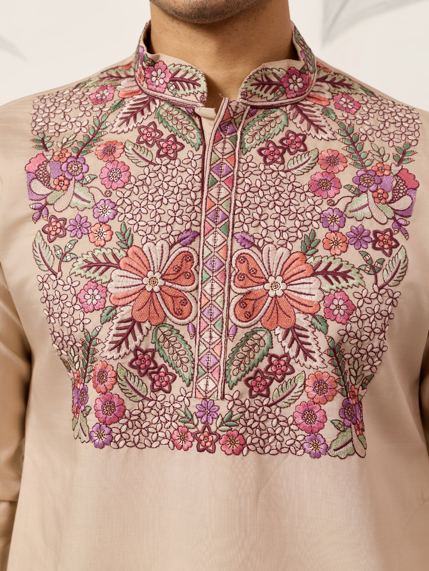 Sandstone Bloom Embroidered Kurta Set