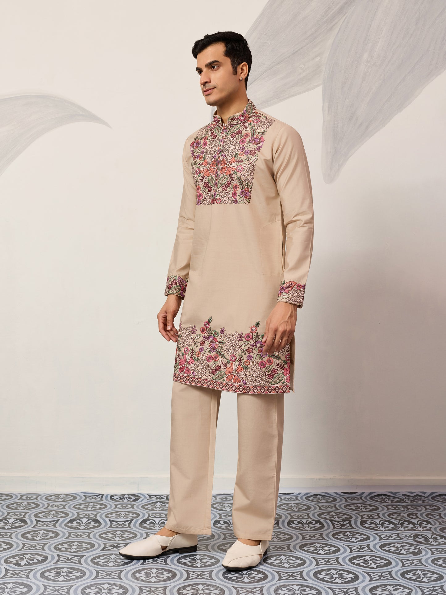Sandstone Bloom Embroidered Kurta Set