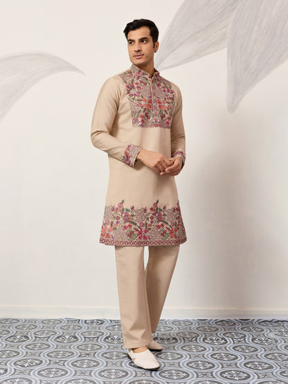 Sandstone Bloom Embroidered Kurta Set