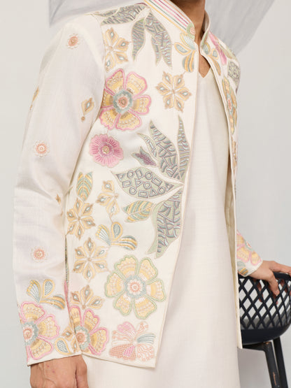 Floral Whisper Ivory Koti Kurta Set