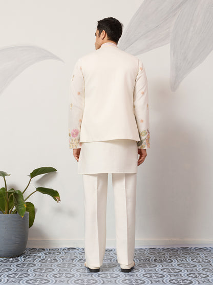 Floral Whisper Ivory Koti Kurta Set