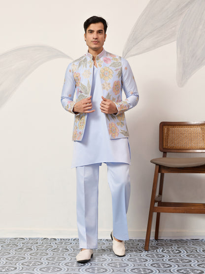 Celestia Sky Luxury Embroidered Koti Kurta Set