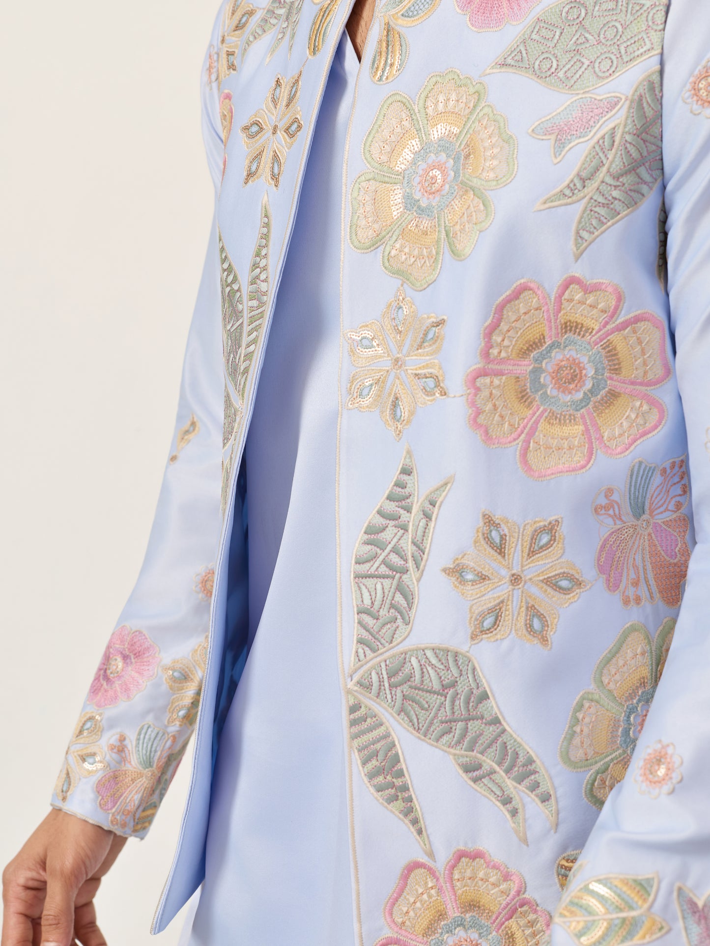 Celestia Sky Luxury Embroidered Koti Kurta Set
