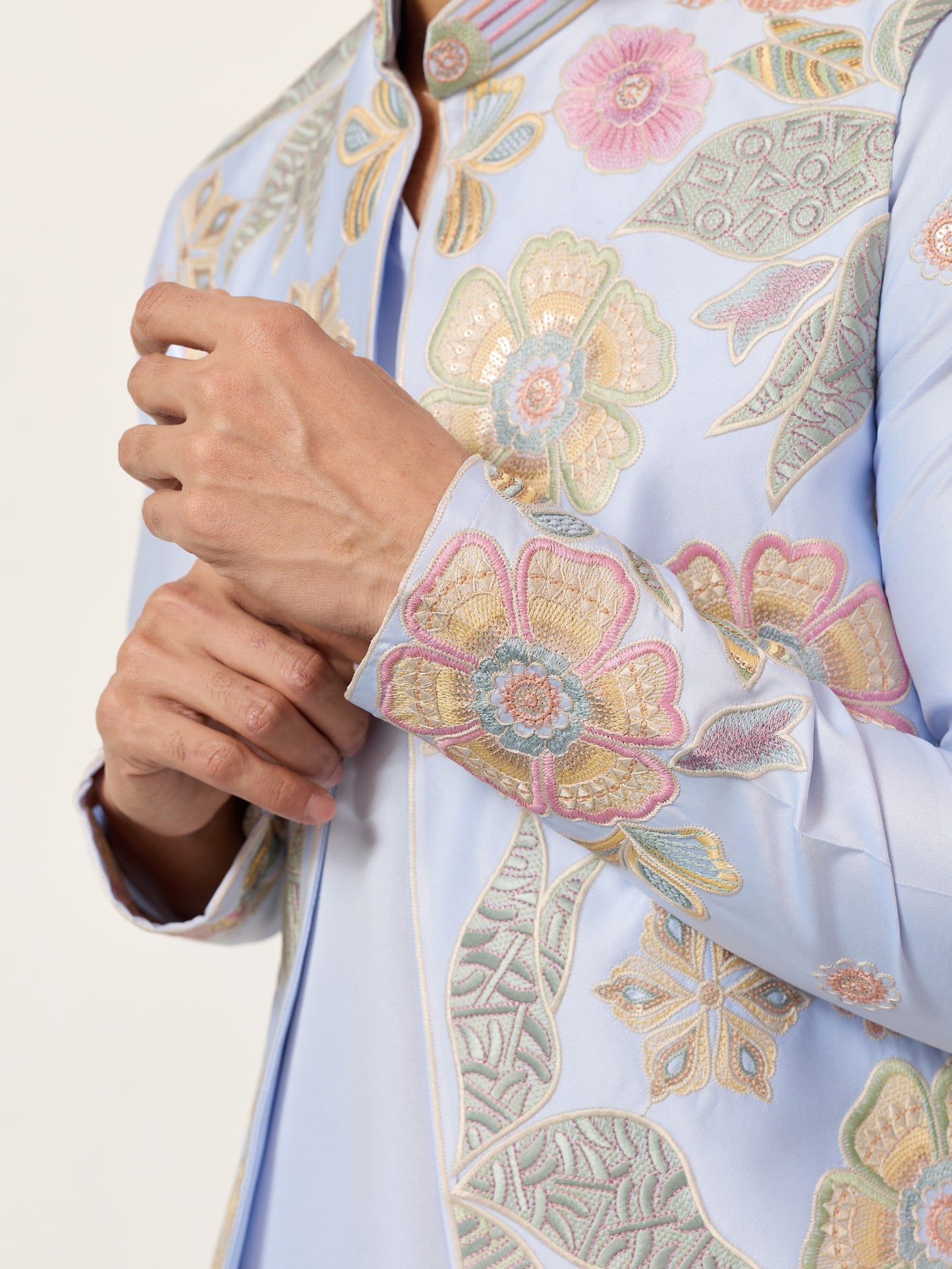 Celestia Sky Luxury Embroidered Koti Kurta Set
