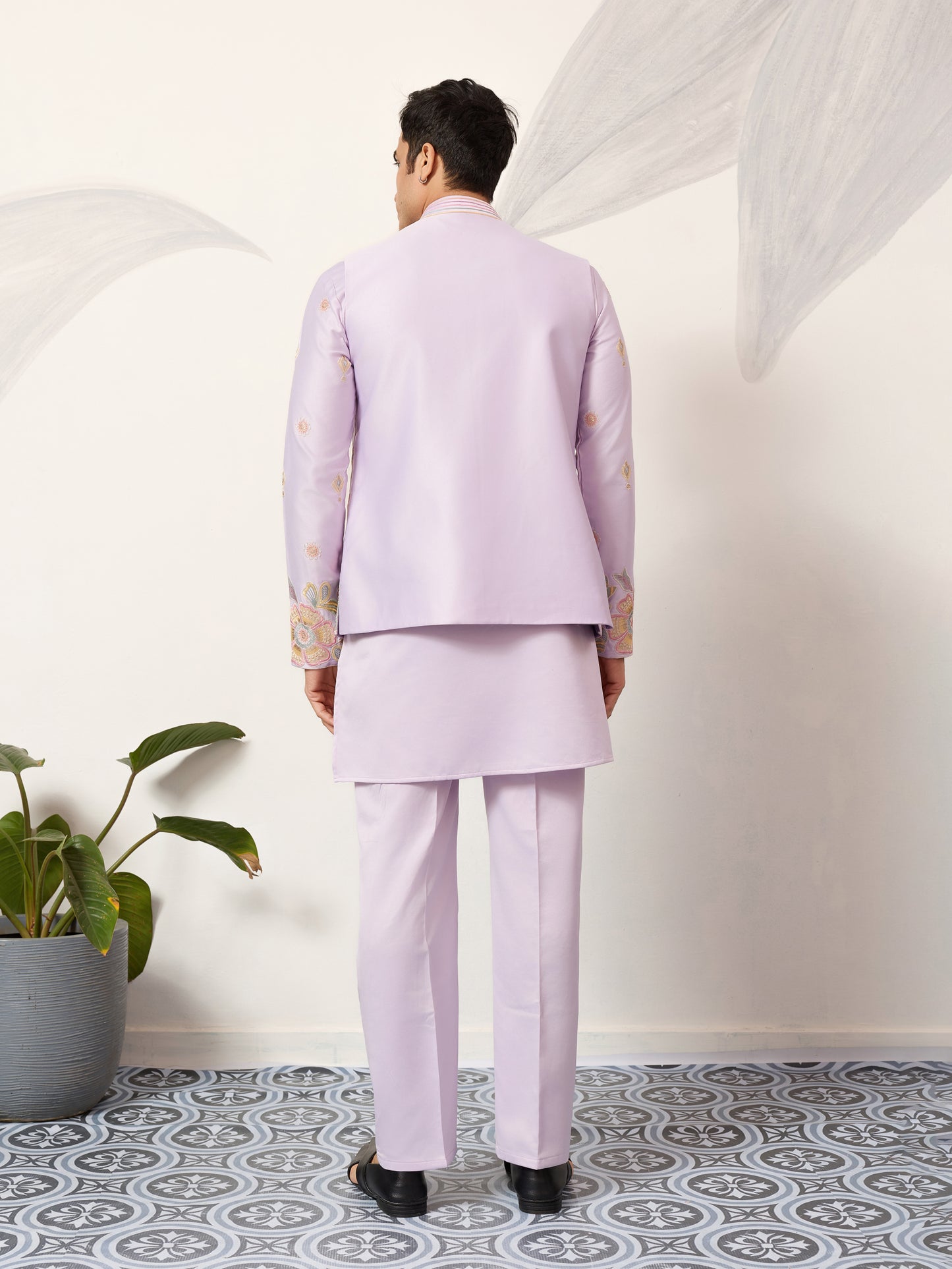 Blush Royale Floral Embroidered Kurta Jacket Set