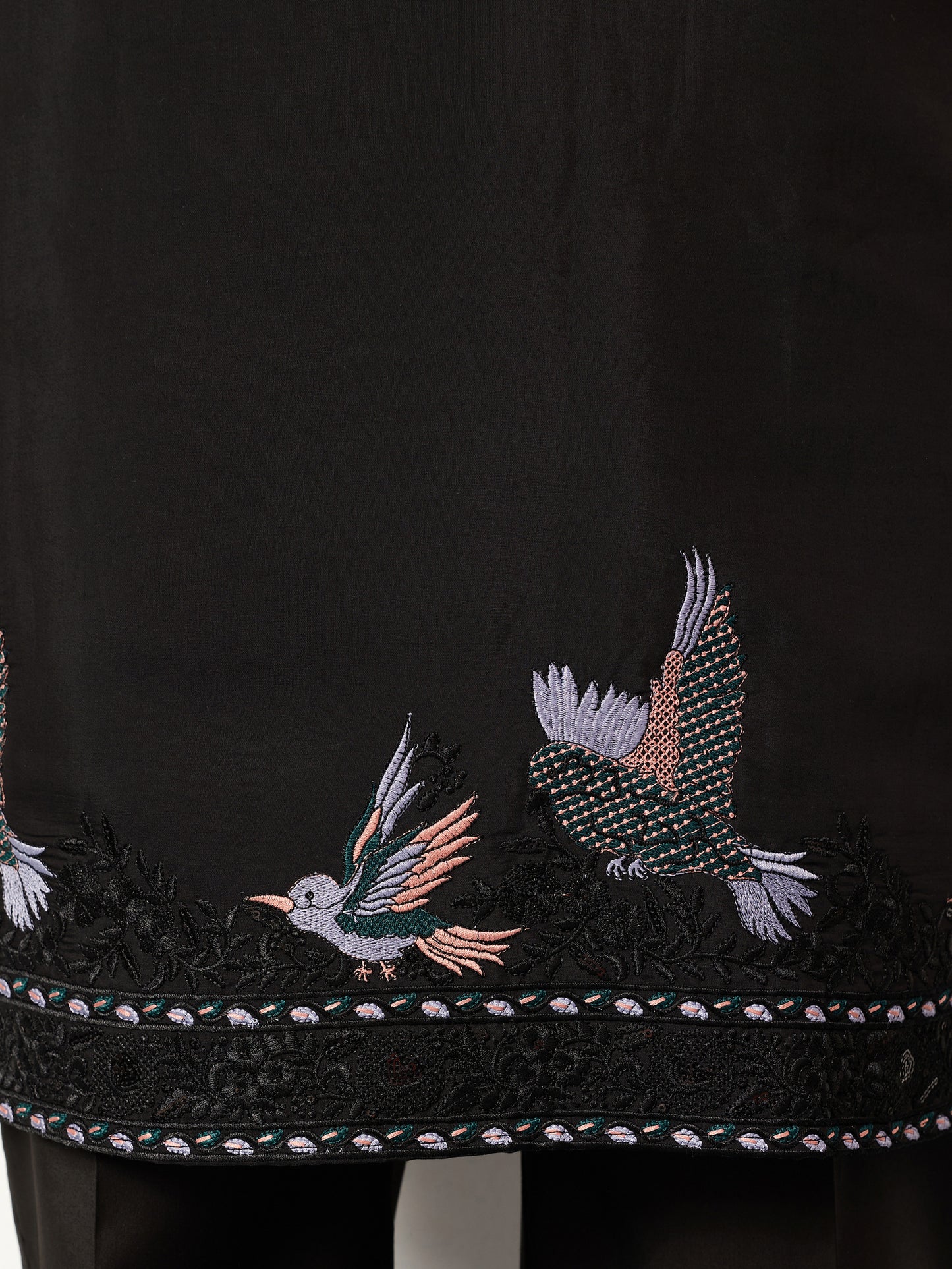 Midnight Noir Embroidered Kurta with Dupatta
