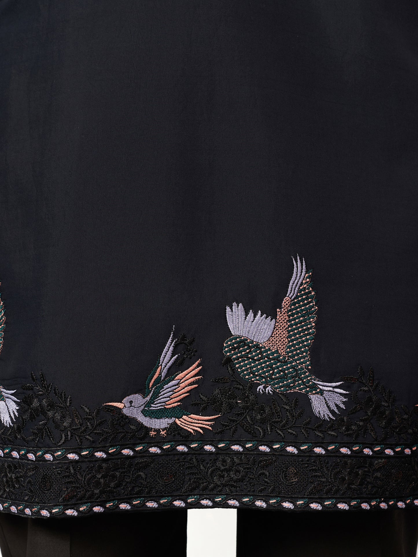 Navy Royale Aviary Embroidered Kurta with Dupatta