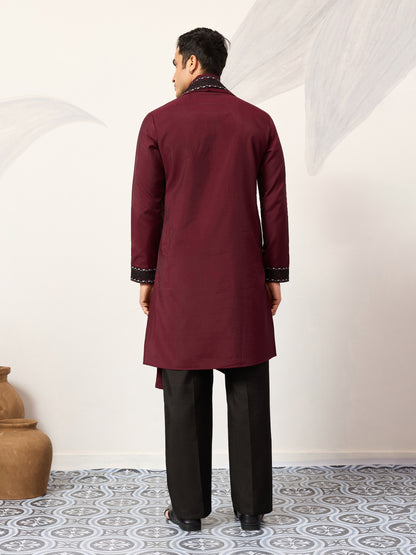 Royal Maroon Embroidered Kurta with Dupatta