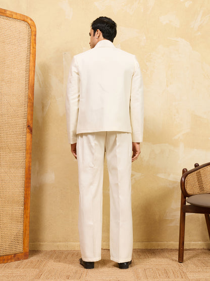 Ivory Garden Embroidered Designer Jacket Set – Luxury Botanical Statement Ensemble