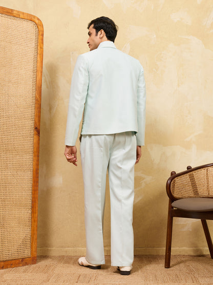 Sage Royale Botanical Embroidered Jacket Set – Luxury Designer Statement Ensemble