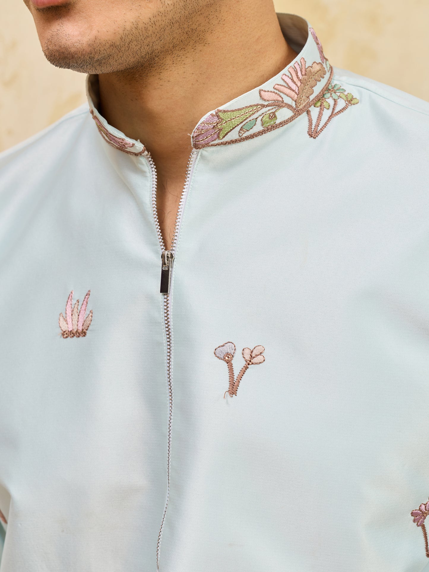 Mint Bloom Designer Kurta – Contemporary Festive Wear for Men