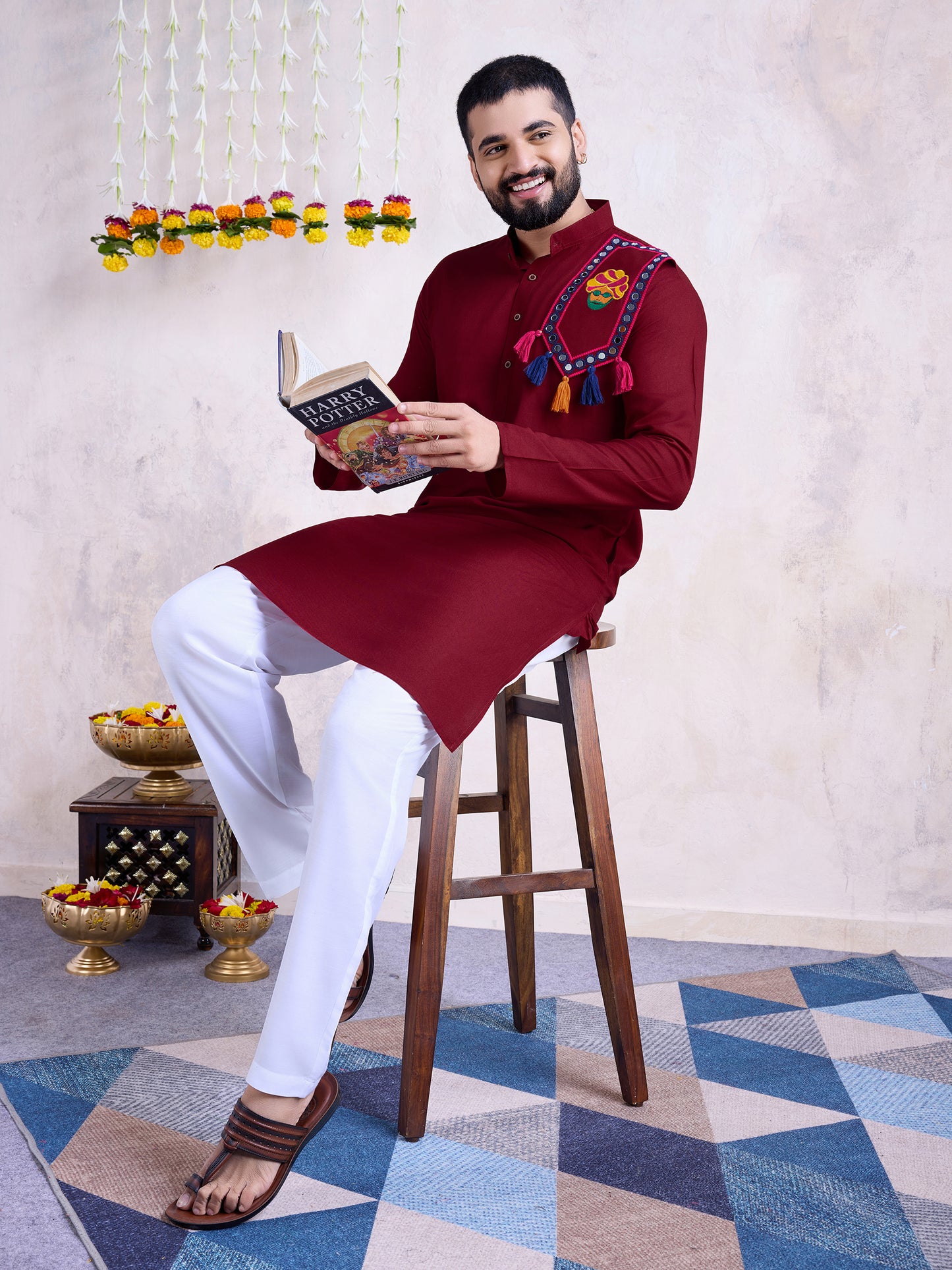 Maroon Classic Festive Kurta
