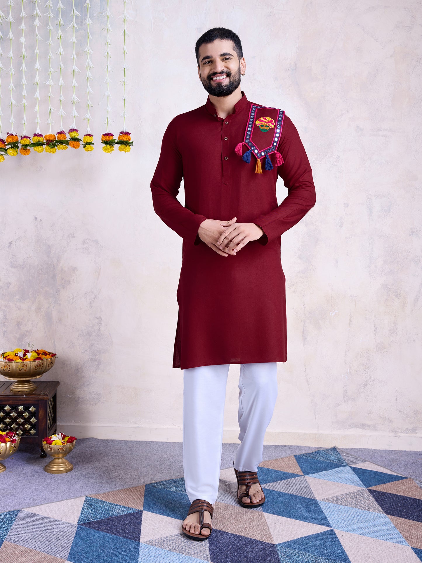 Maroon Classic Festive Kurta