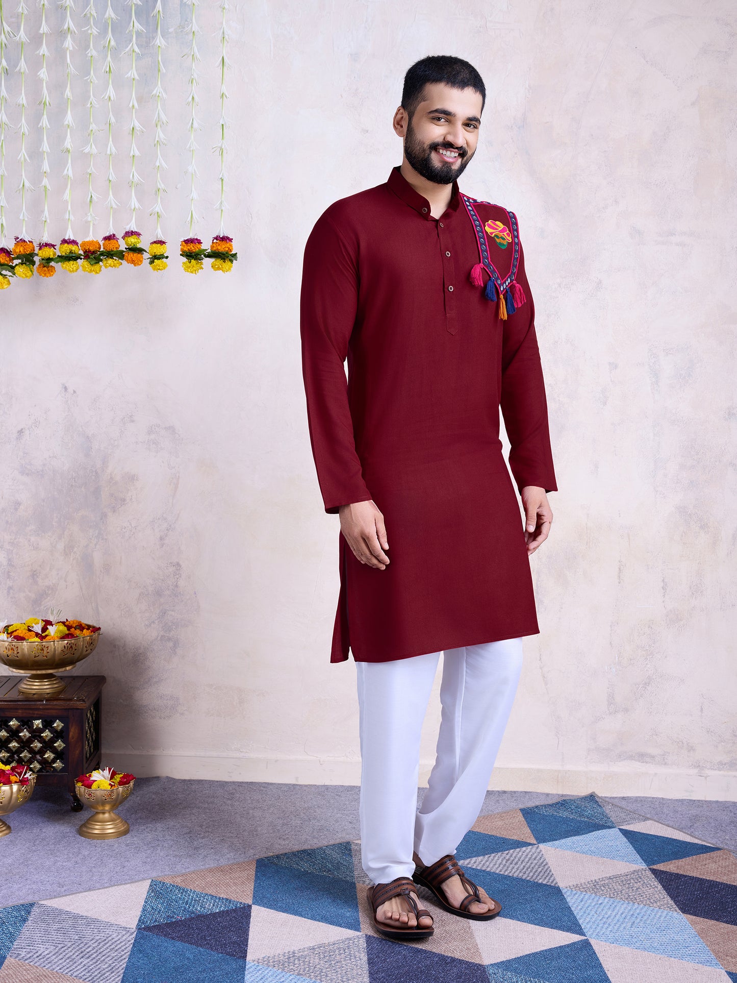 Maroon Classic Festive Kurta