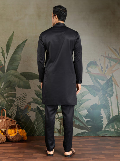 Black Embroidered Designer Kurta for Men