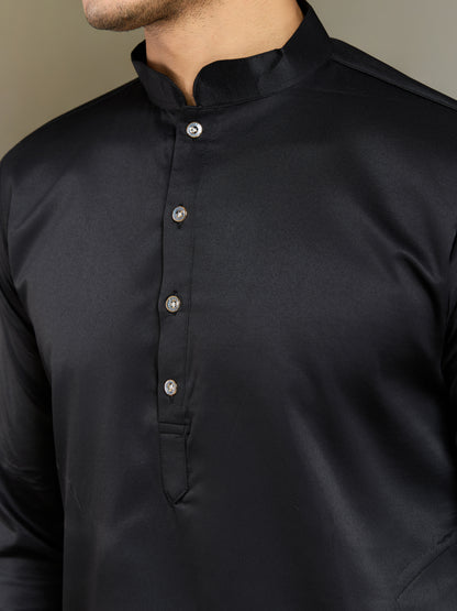 Black Embroidered Designer Kurta for Men