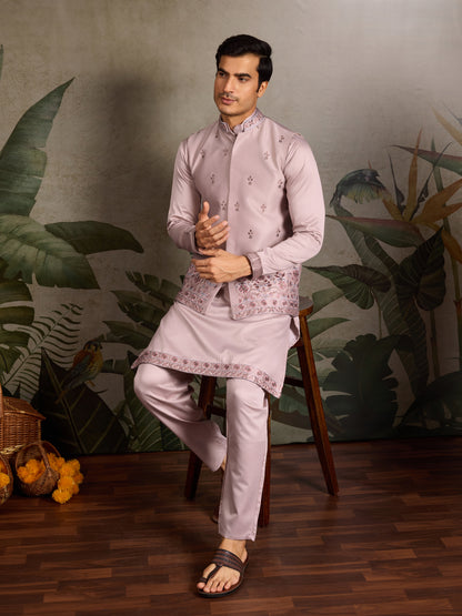 Pastel Pink Embroidered Designer Kurta for Men