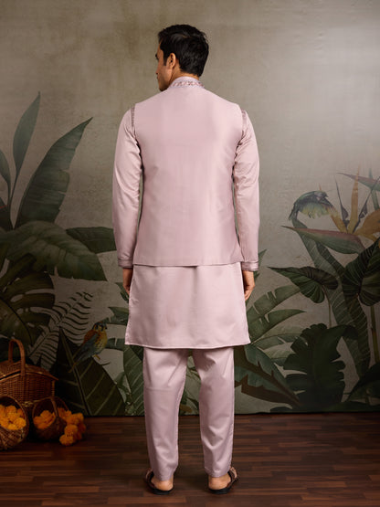 Pastel Pink Embroidered Designer Kurta for Men