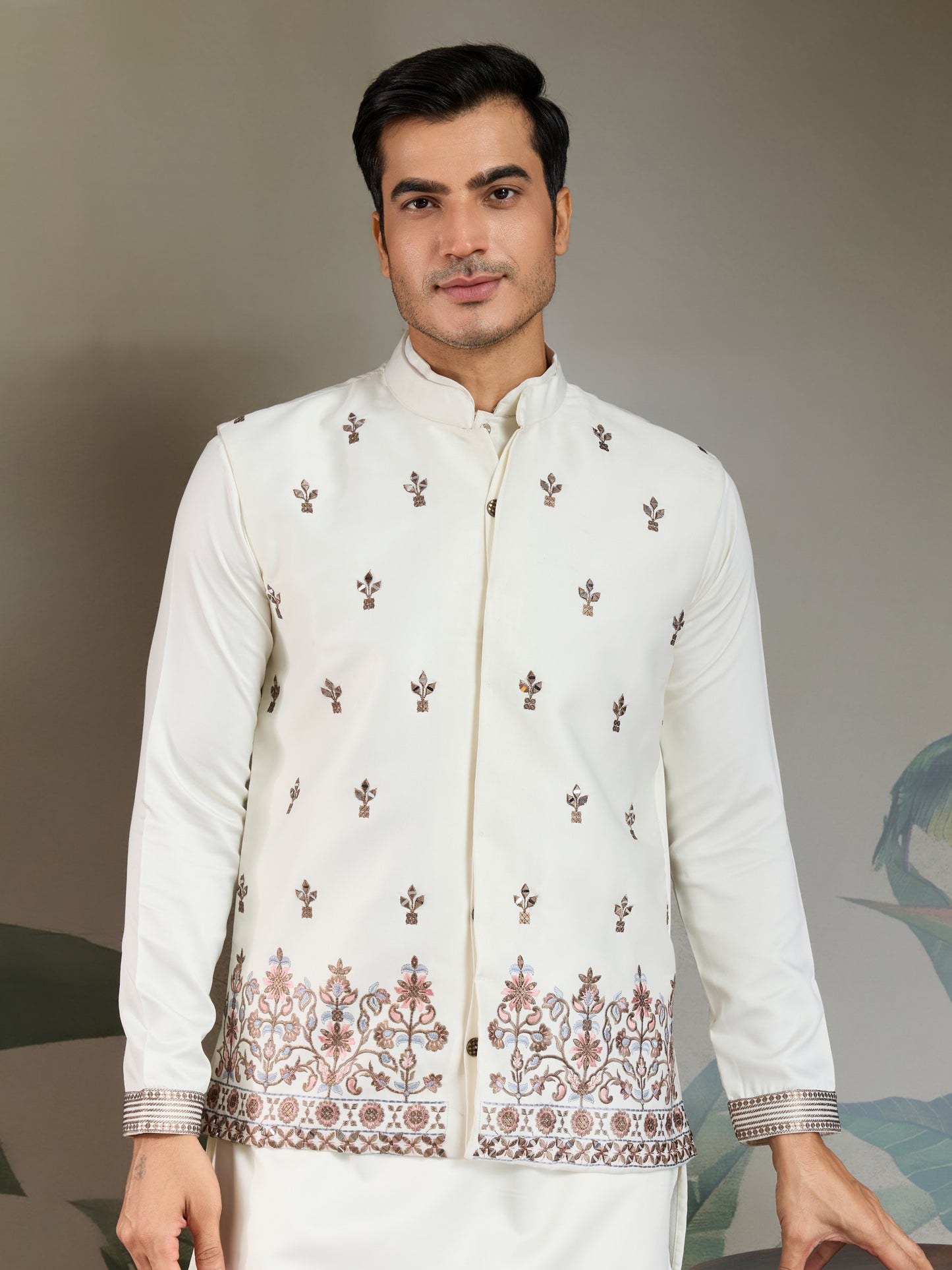 Elegant White Embroidered Kurta Set for Men