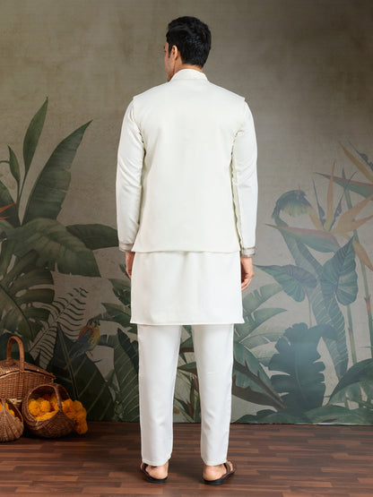 Elegant White Embroidered Kurta Set for Men