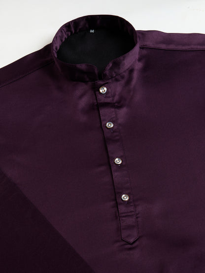 Majestic Plum Embroidered Kurta Set for Men