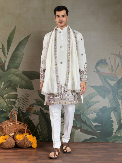 Heritage Charm White Kurta Set with Dupatta
