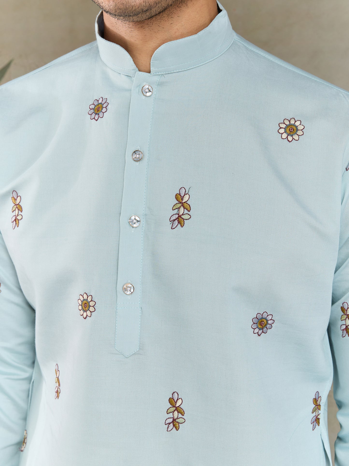 Sky Blue Embroidered Kurta with Dupatta – Festive & Wedding Wear
