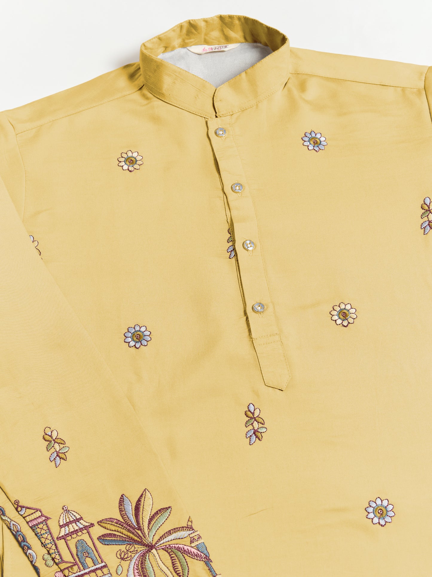 Mustard Yellow Embroidered Kurta Set with Dupatta