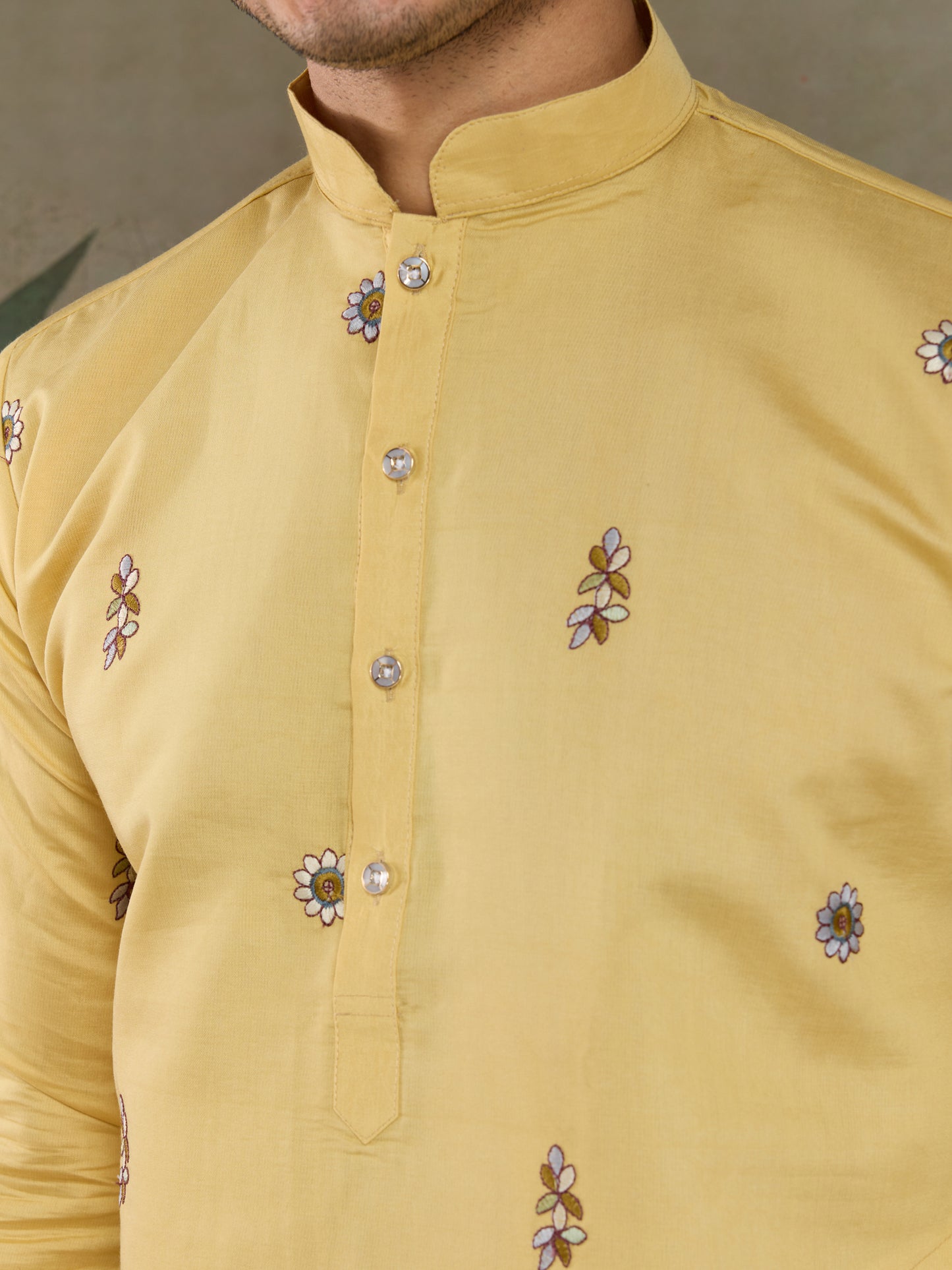 Mustard Yellow Embroidered Kurta Set with Dupatta
