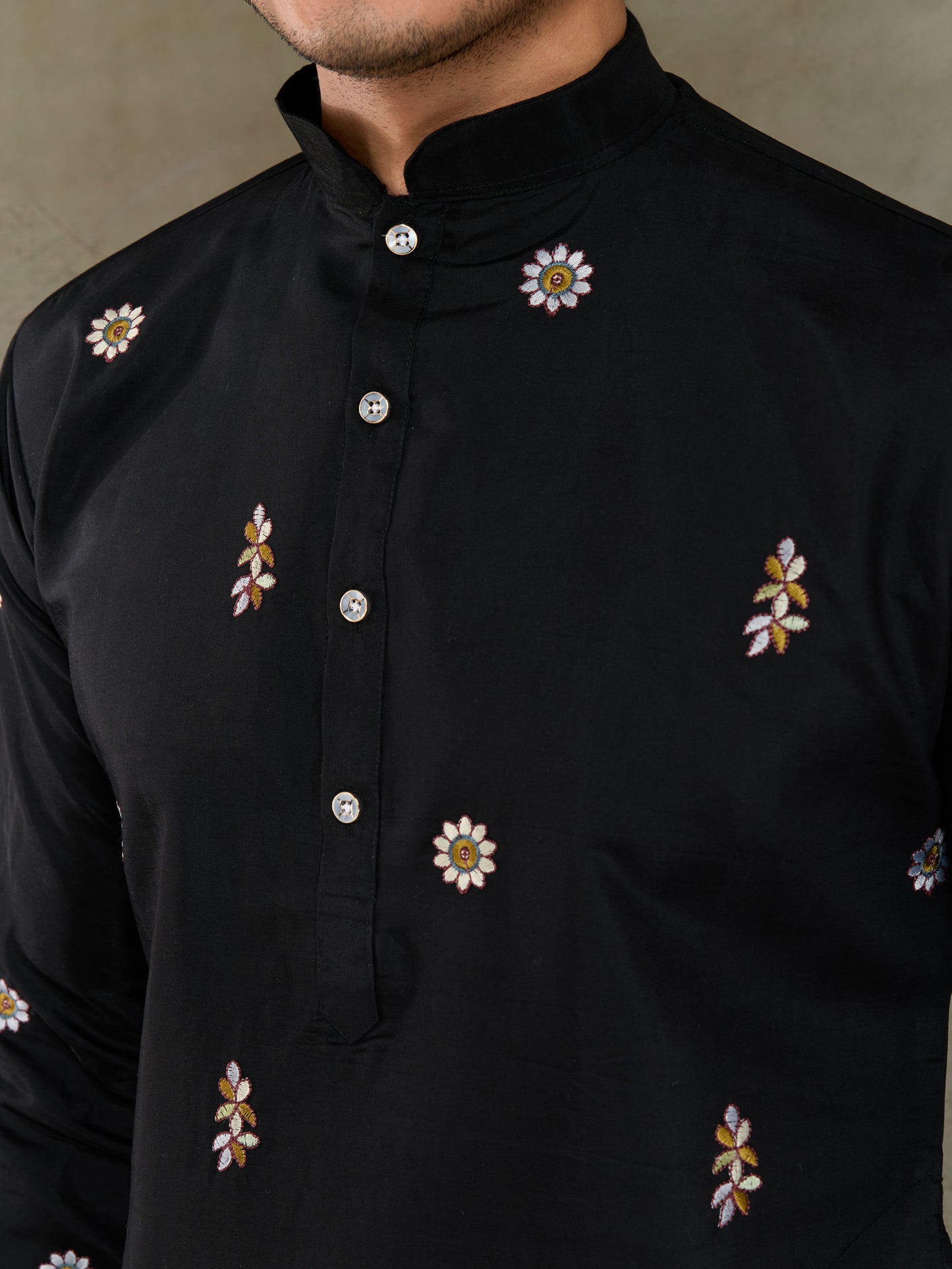 Black Heritage Embroidered Kurta Set with Dupatta
