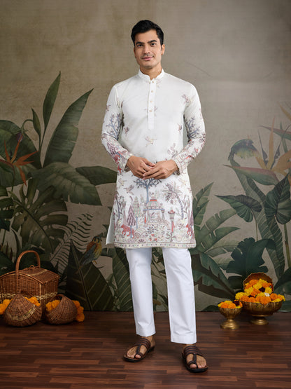 Ivory Forest Tales Embroidered Kurta