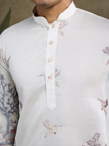 Ivory Forest Tales Embroidered Kurta