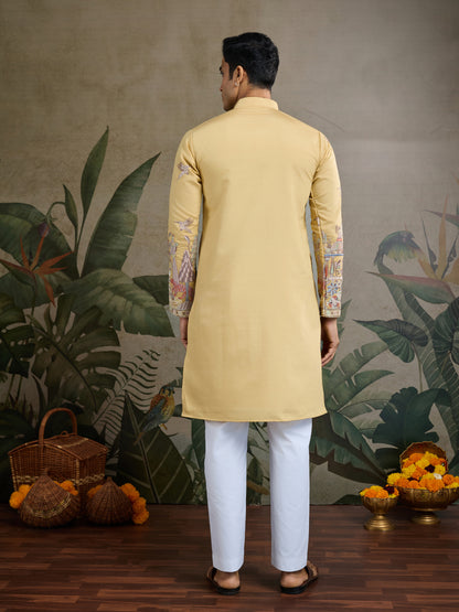 Mustard Royal Garden Embroidered Kurta