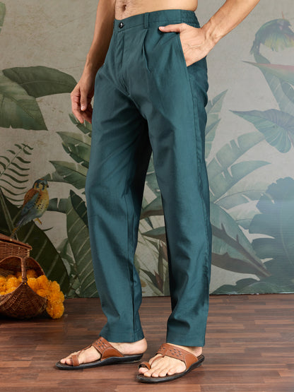 Teal Green Embroidered Kurta Set with Ethnic Jacket – Festive & Wedding Wear