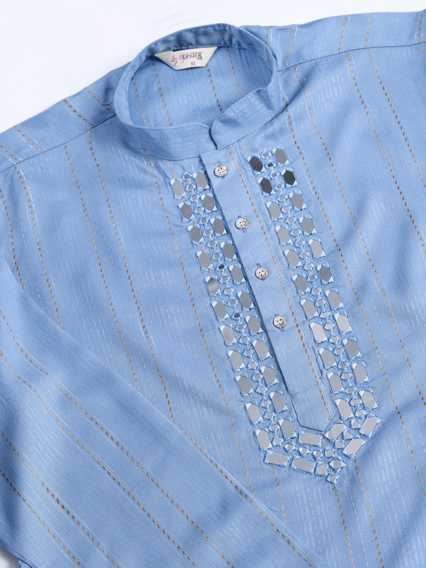 Light Blue Mirror Work Kurta Set for Men