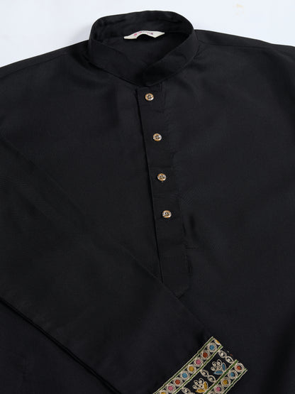 Black Embroidered Indo-Western Kurta Set