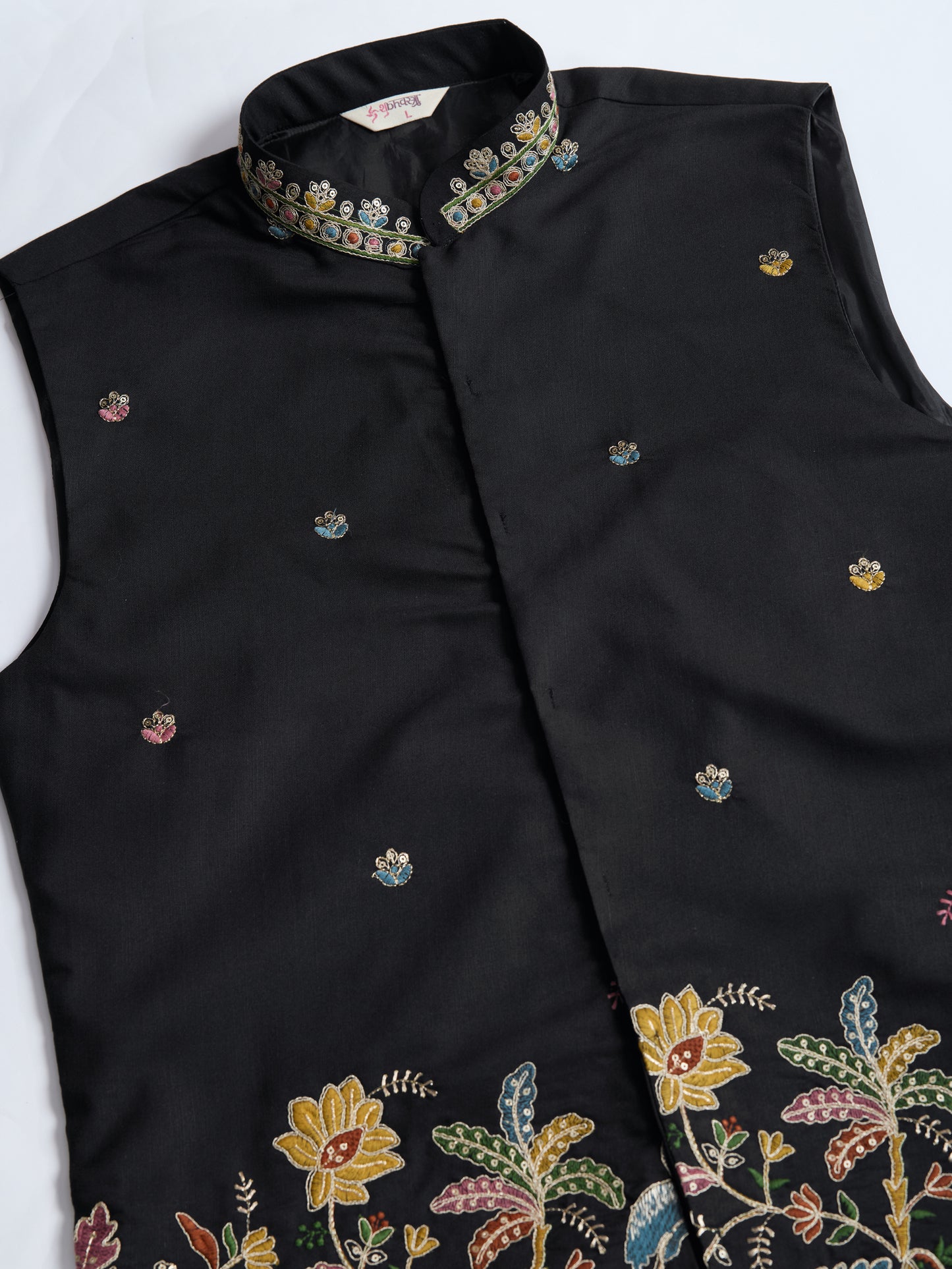 Black Embroidered Indo-Western Kurta Set