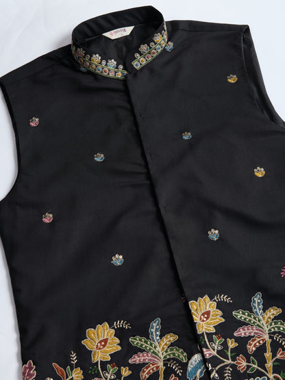 Black Embroidered Indo-Western Kurta Set